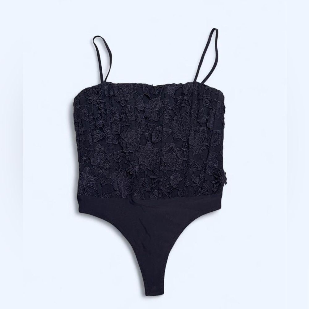 CAMI NYC Navy 3D Lace Corset bodysuit
